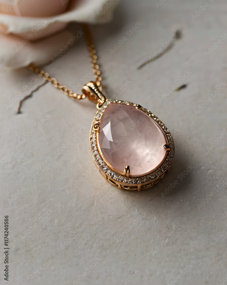 This rose quartz necklace is a statement piece of fine jewelry. This rose quartz necklace is a statement piece of fine jewelry.