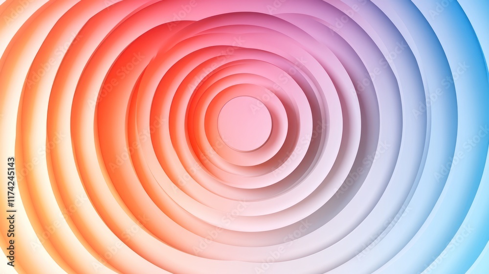 Fototapeta premium Abstract colorful concentric circles, vibrant rainbow hues, layered design.
