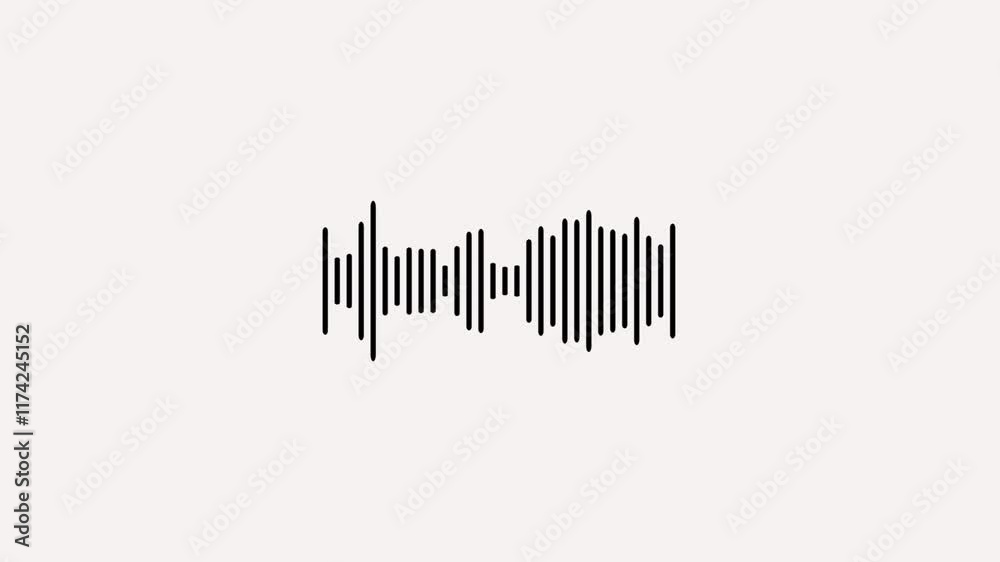 black audio frequency sound wave on white background, spectrum audio animation, Wave form Audio.
Audio spectrum waveform animation on white background. audio waveform spectrum animation, 