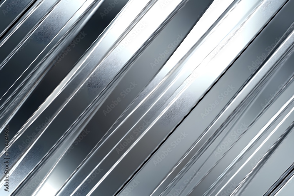 Fototapeta premium Diagonal Pattern of Brushed Metallic Silver Bars