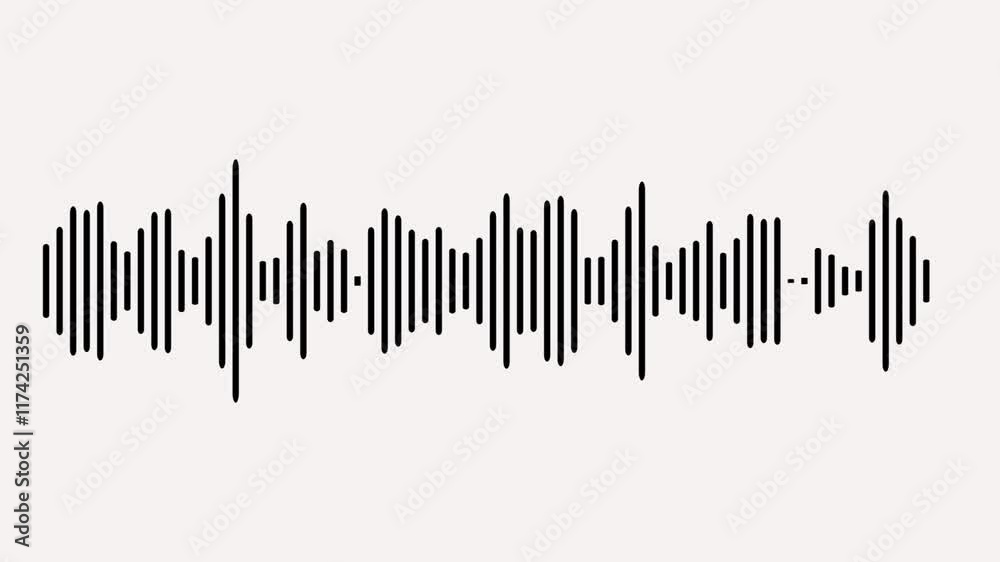 Black audio waves on white background. audio wave or frequency digital animation, 
black video footage of audio visualizer on white background.  Audio waveform equalizer spectrum, Music Equalizer,