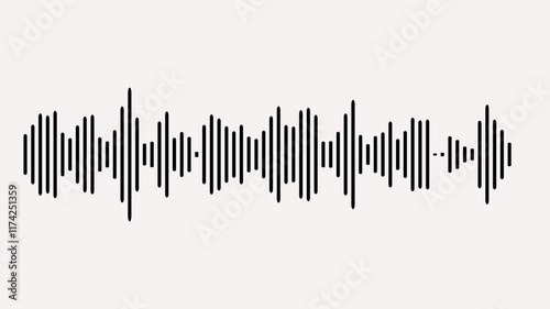 Black audio waves on white background. audio wave or frequency digital animation, 
black video footage of audio visualizer on white background.  Audio waveform equalizer spectrum, Music Equalizer,