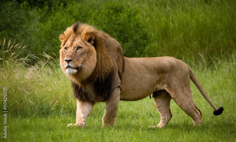 Obraz premium 사냥을 준비하는 사자사진 멋지다