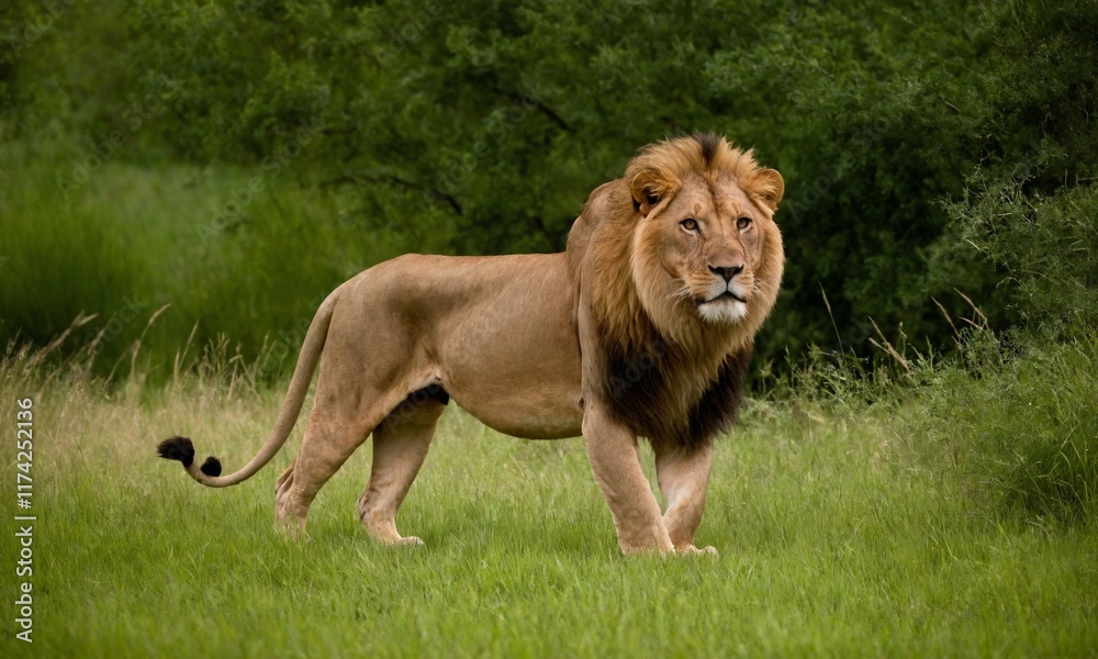 Obraz premium 사냥을 준비하는 사자사진 멋지다