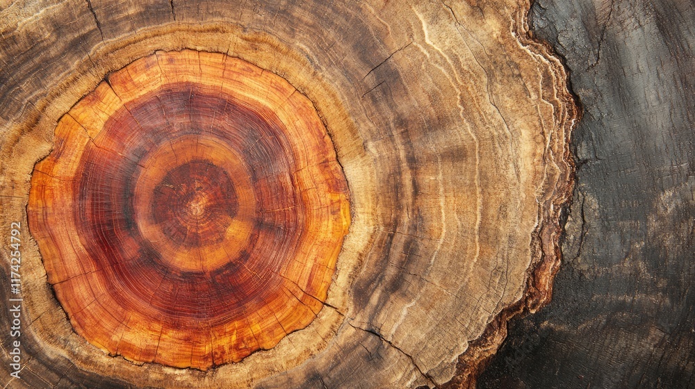 Cross section of a tree trunk illustrating structure of bark, cork, phloem, cambium, sapwood, heartwood and inactive core details Cross section of a tree trunk illustrating structure of bark, cork, phloem, cambium, sapwood, heartwood and inactive core details