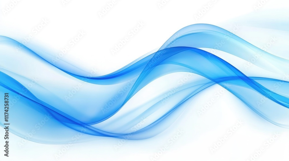 Obraz premium Translucent Blue Wave Stripes with Curved Flow on a Light Background for Modern Abstract Design and Creative Concepts