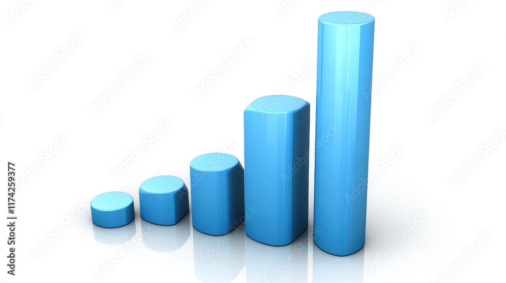 3D Blue Bar Graph Representing Economic Growth Trends and Data Analysis 3D Blue Bar Graph Representing Economic Growth Trends and Data Analysis