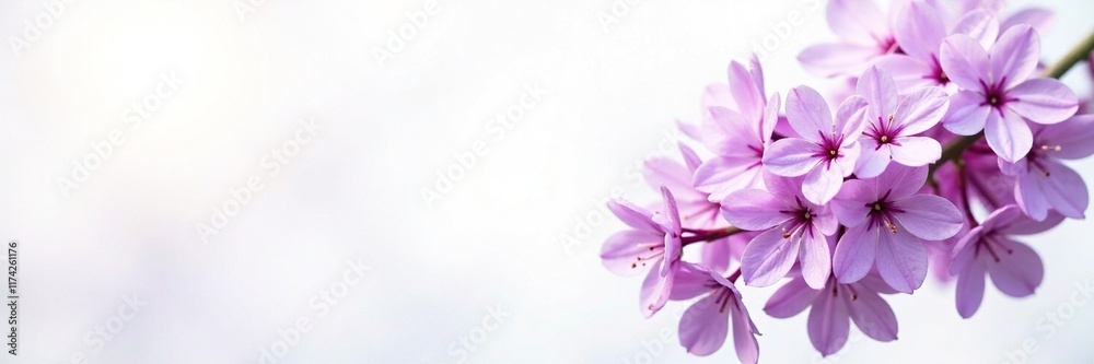 Delicate purple lilac blooms unfurl on a crisp white background, spring, delicate, lilac flowers Delicate purple lilac blooms unfurl on a crisp white background, spring, delicate, lilac flowers