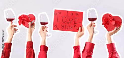 Women holding paper with te...