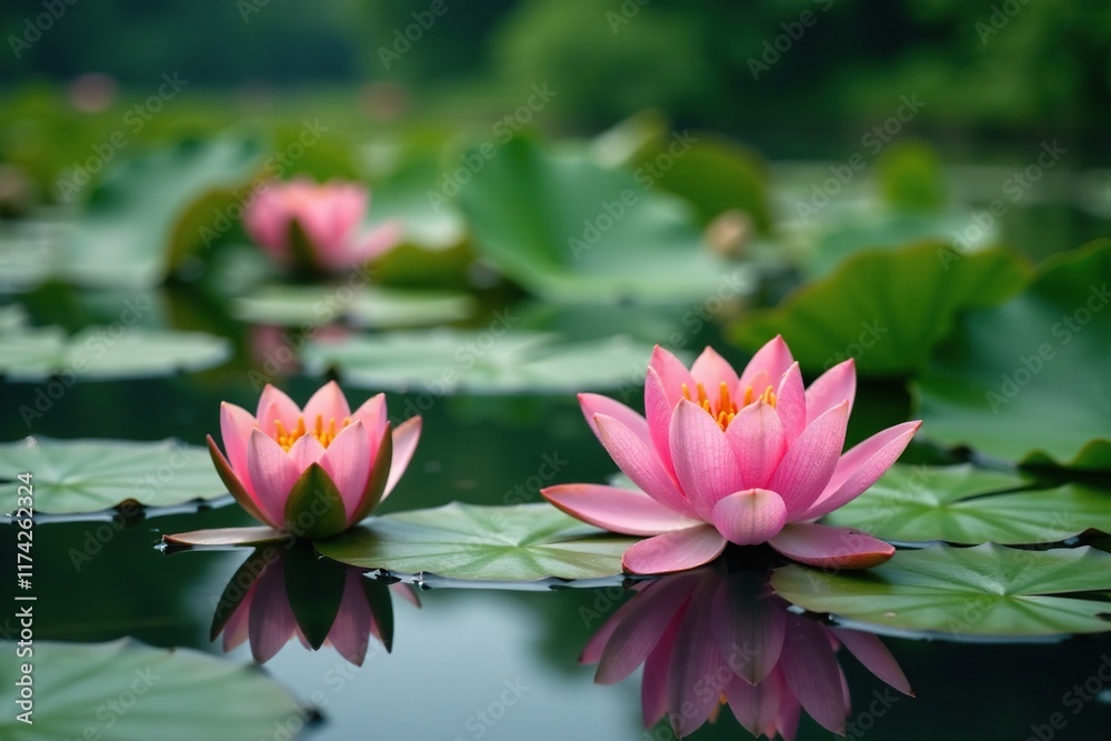 Water lilies blooming on Nord Ostseekanal's calm surface, Nord Ostsee, flowers, green Water lilies blooming on Nord Ostseekanal's calm surface, Nord Ostsee, flowers, green