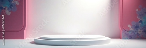 Wallpaper Mural Empty white circle stage with a subtle gradient effect, shadow, stage Torontodigital.ca