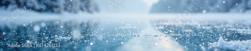 Wallpaper Mural Frozen lake surface with snowflakes gently falling, white, snow, frost Torontodigital.ca