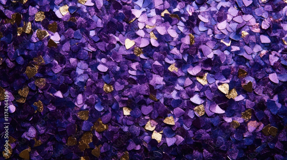 Fototapeta premium Vibrant Purple and Gold Confetti Texture Perfect for Celebrations and Festive Designs