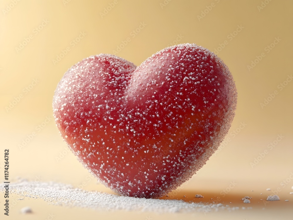 Fototapeta premium Sumptuous Heart Shaped Confection with Raspberry Ganache and Powdered Sugar
