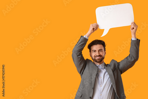 Young businessman with blan...