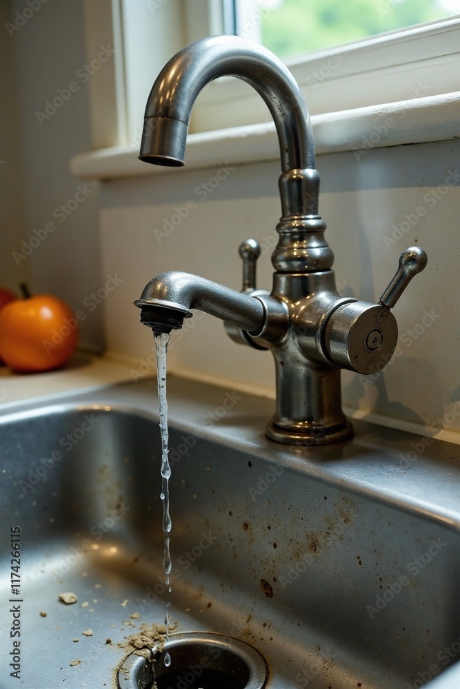 Faulty faucet resulting in damp area behind it, water damage, sink leaks, drip under sink Faulty faucet resulting in damp area behind it, water damage, sink leaks, drip under sink