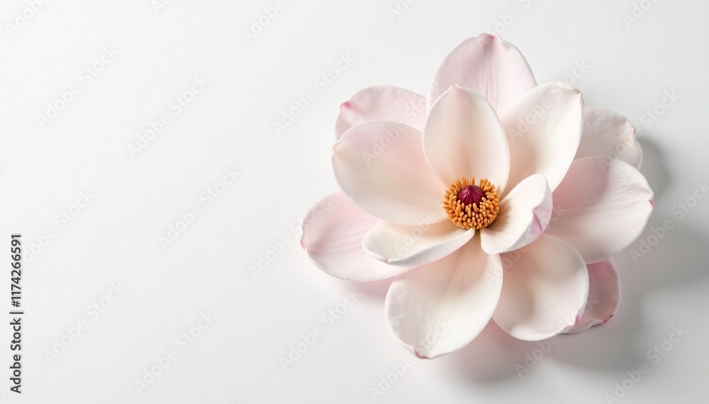 Delicate magnolia petals on a pure white background, delicate, bloom, petals Delicate magnolia petals on a pure white background, delicate, bloom, petals