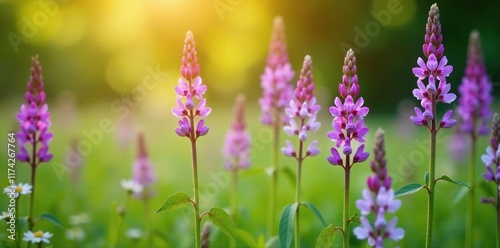 Tufted vetch flowers against white Vicia Cracca with sunlight, garden, sunlight