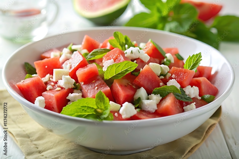 Homemade Raw Feta Watermelon Salad with Cucumbers Homemade Raw Feta Watermelon Salad with Cucumbers