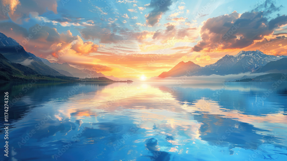 Fototapeta premium sunrise over the lake