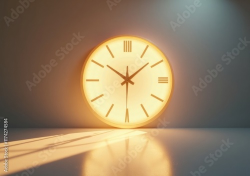 Wallpaper Mural Classic round wall clock casting warm shadows in a minimalistic room setting Torontodigital.ca