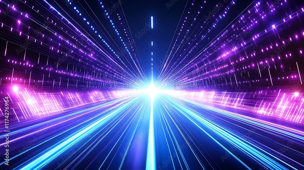 Obraz premium Futuristic Neon Highway Digital Speed Lines