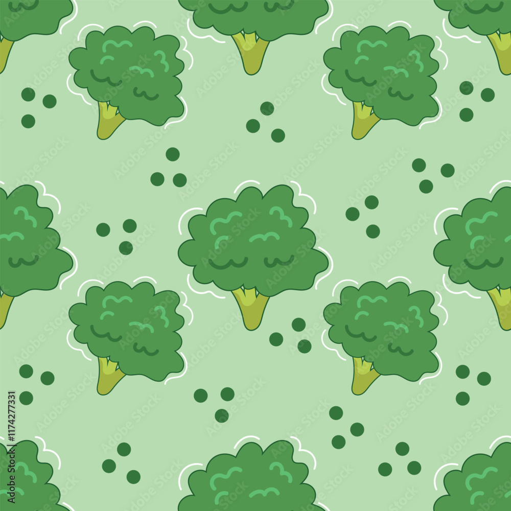 Fototapeta premium Broccoli seamless vector pattern. Creative texture for fabric, textile