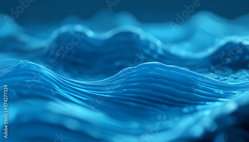 blue fluid 3d waves rippling in the background