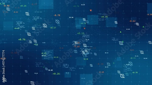 Global currencies exchange on abstract digital world map background. Stock market investment and trading concept