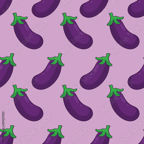 Cute purple eggplant seamless pattern. Creative texture for fabric, textile