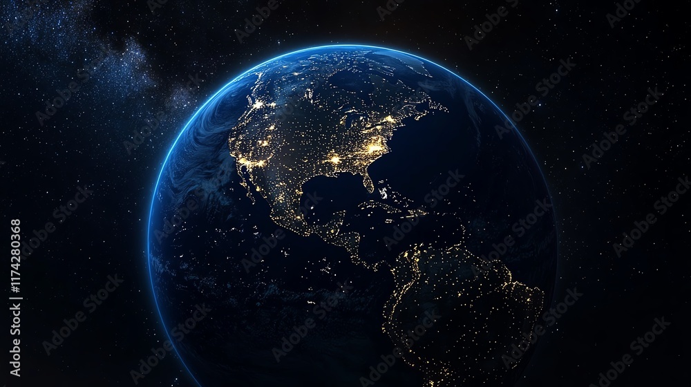 Global network connectivity illuminating planet Earth at night from space Global network connectivity illuminating planet Earth at night from space