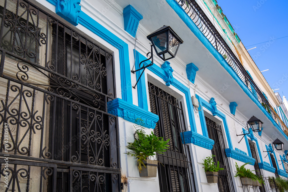Colorful Old Havana streets in historic center Havana Vieja near Paseo El Prado and Capitolio.