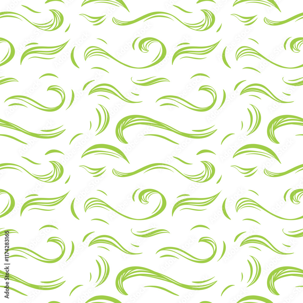 Green Wavy Line Seamless Pattern for Organic Backgrounds Green Wavy Line Seamless Pattern for Organic Backgrounds