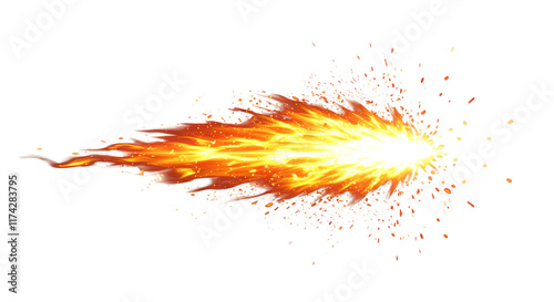Fiery Comet Tail Blazing Fireball Dramatic Explosion Hot Orange Flames Energy Burst Transparent