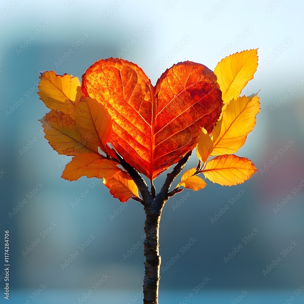 Obraz premium Heartwarming Autumn Leaf Tree in Warm Toned Nature Backdrop