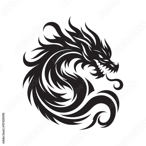 Wallpaper Mural Dragon logo vector silhouette illustration design. Torontodigital.ca