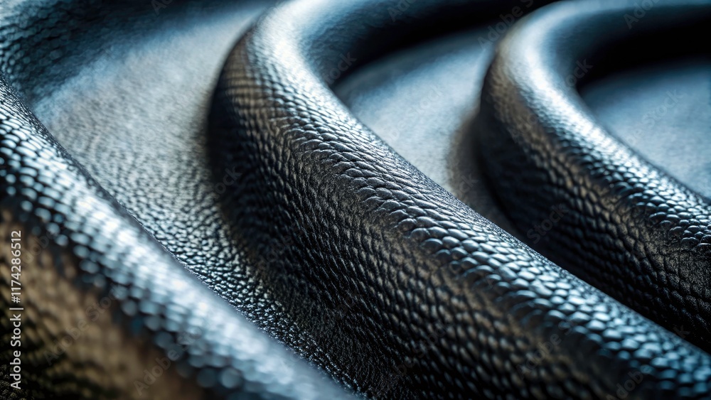 High-resolution macro photography showcases the intricate texture of black rubber coating. High-resolution macro photography showcases the intricate texture of black rubber coating.