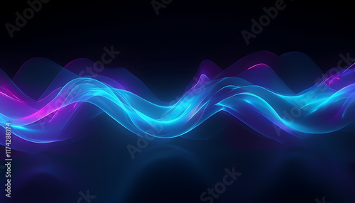 bright neon waves floating in darkness