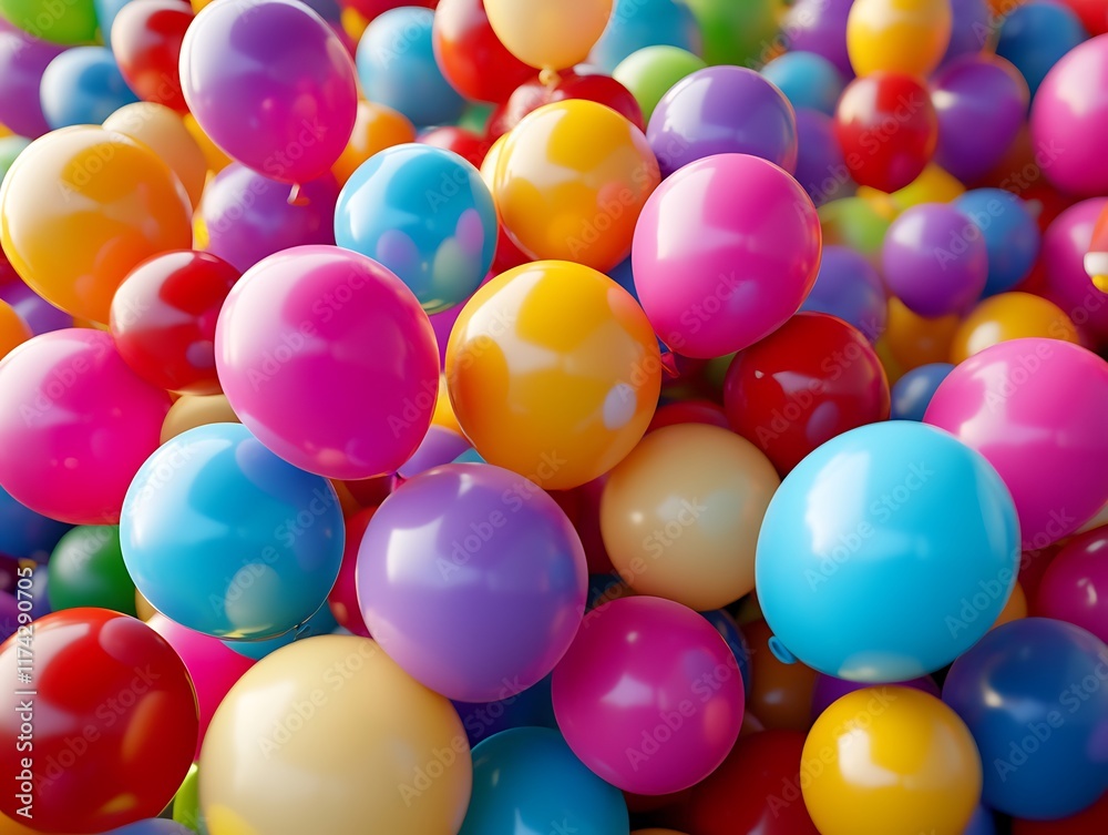 Bright and Colorful Party Balloons Floating Against a Blue Background, Perfect for Celebrations, Birthdays, and Festive Events Bright and Colorful Party Balloons Floating Against a Blue Background, Perfect for Celebrations, Birthdays, and Festive Events