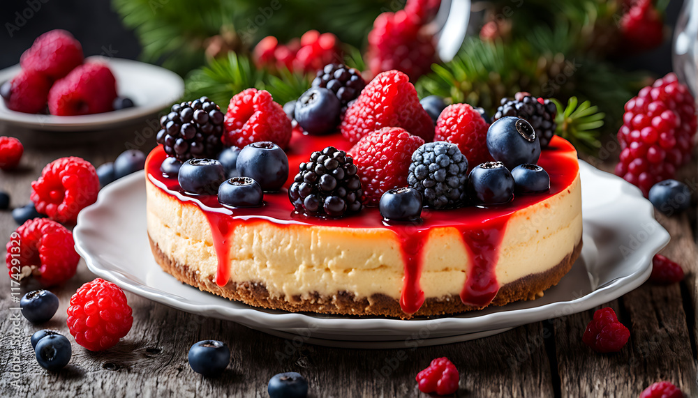 cheesecake with fresh berries and festive dcor cheesecake with fresh berries and festive dcor