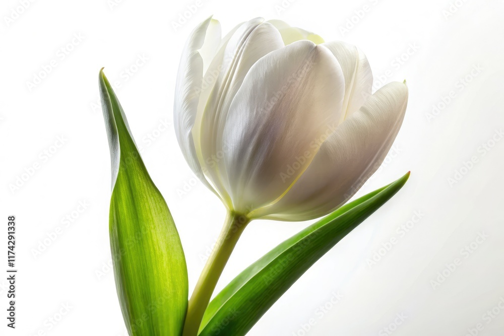 Fototapeta premium Isolated White Tulip, Minimalist Floral, Abstract Photography, AI Art