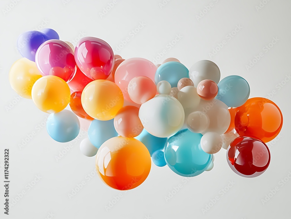 Bright and Colorful Party Balloons Floating Against a Blue Background, Perfect for Celebrations, Birthdays, and Festive Events Bright and Colorful Party Balloons Floating Against a Blue Background, Perfect for Celebrations, Birthdays, and Festive Events
