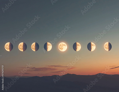 Moon Phases Sunset photo