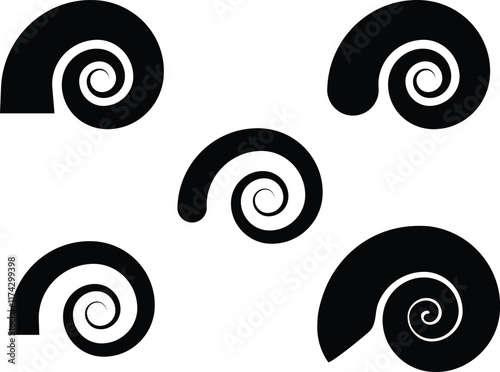 Spiral shapes icon. Seashell icon. Shell of sea molluscs on a white background.