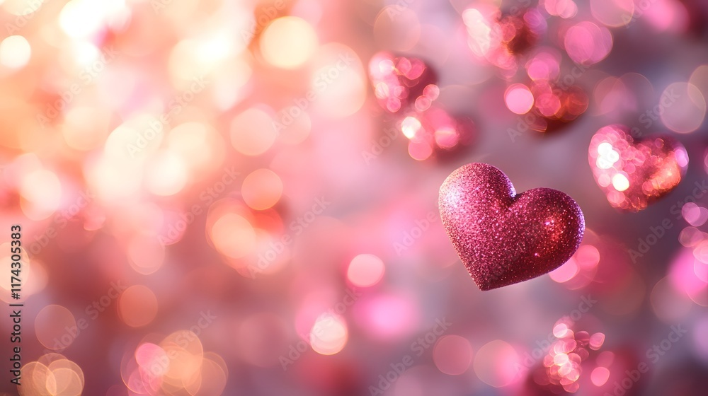 Sparkling Valentine s Day Heart Against Soft Pink Bokeh Background Sparkling Valentine s Day Heart Against Soft Pink Bokeh Background