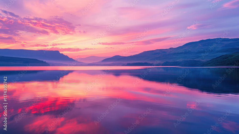 Naklejka premium sunrise over the lake