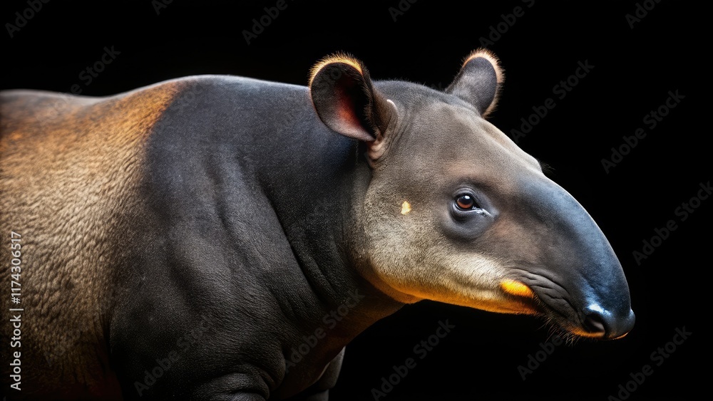 Malayan Tapir Side View Close-up Panoramic Photo
