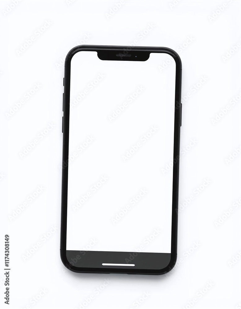 Black smartphone with blank screen on white background Perfect for app presentations or mockups Black smartphone with blank screen on white background Perfect for app presentations or mockups