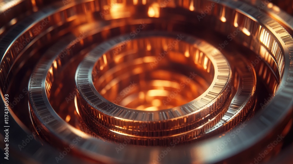 A circular perspective of stacked coins, with warm, soft lighting accentuating their metallic shine, symbolizing financial growth and wealth accumulation A circular perspective of stacked coins, with warm, soft lighting accentuating their metallic shine, symbolizing financial growth and wealth accumulation