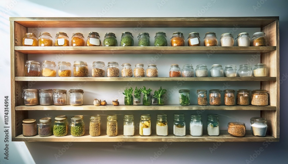 A clutter-free pantry promotes a calm atmosphere. A clutter-free pantry promotes a calm atmosphere.